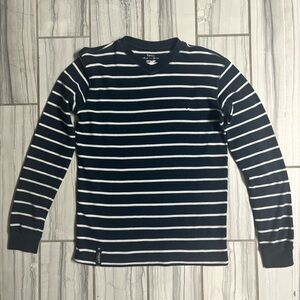 Nautica Men's Long Sleeve Navy and White Striped Tee